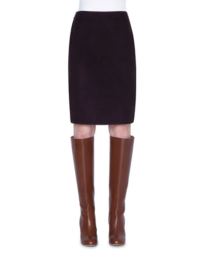 Akris Silk Slim Knee-length Skirt In Brown