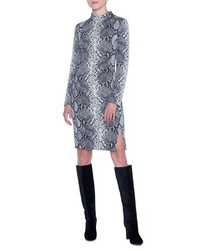 Akris Python Knee Length Dress In Black Pattern