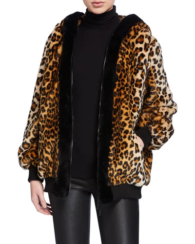 Amanda Baldan Leopard-print Faux Fur Oversized Hoodie