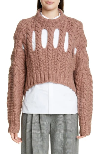 Partow Inga Cashmere Cutout Cable-knit Sweater In Blush