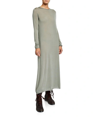 Agnona Cashmere Long-sleeve Maxi Dress In Sage