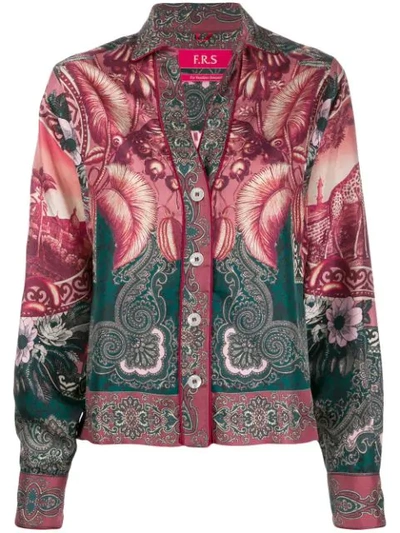 F.r.s For Restless Sleepers Giraffe Foulard Button-front Shirt In Pink