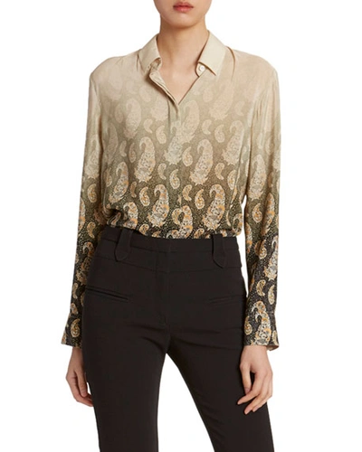 Altuzarra Chica Ombre Paisley Silk Blouse In Oyster