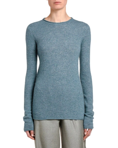 Agnona Cashmere-silk Plush Tunic In Medium Blue