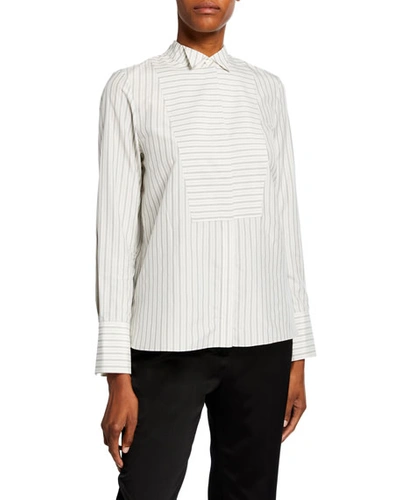 Partow Carter Striped Tux-front Shirt In Multi