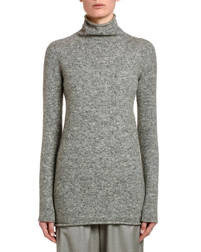 Agnona Wool-cashmere Turtleneck Sweater In Gray