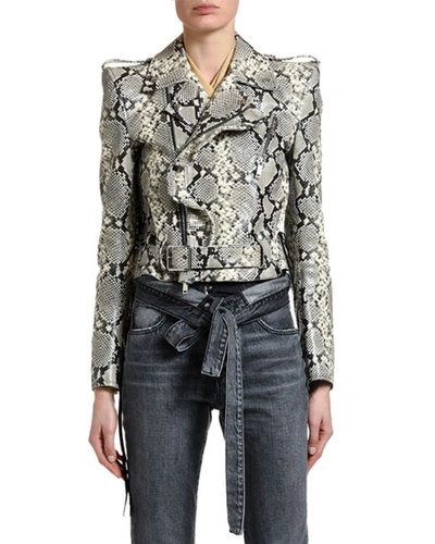 Ben Taverniti Unravel Project Python-print Leather Biker Jacket In Medium Gray