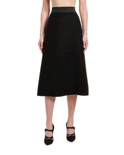 Dolce & Gabbana Double-crepe Skirt In Black