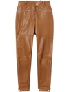 Burberry Petertown Panelled Leather Biker Trousers In Brown