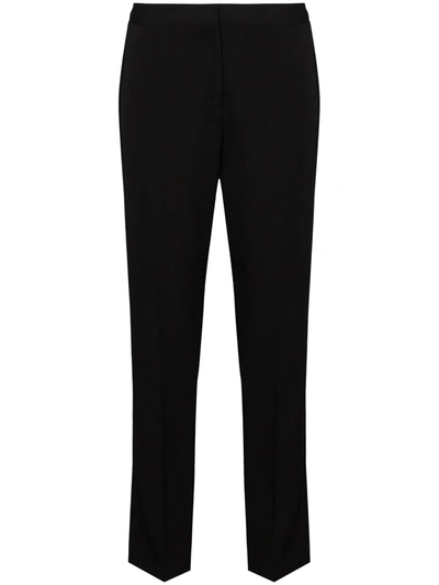Burberry Hanover Tailored Satin-stripe Wool Trousers In Black