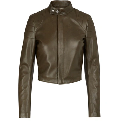 Bottega Veneta Quilted Leather Biker Jacket In Khaki