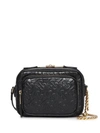 Burberry Small Monogram Leather Camera Bag In Black