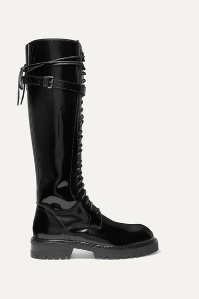 Ann Demeulemeester Ssense Exclusive Black Patent Abrasivato Boots