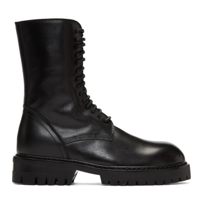 Ann Demeulemeester Lace-up Leather Ankle Boots In Black