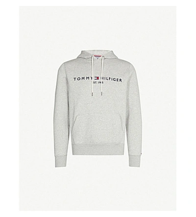 Tommy Hilfiger Logo-embroidered Cotton-blend Hoody In Cloud Htr (grey)