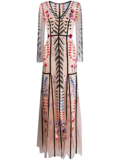 Temperley London Rosy Embroidered Tulle Maxi Dress In Neutrals