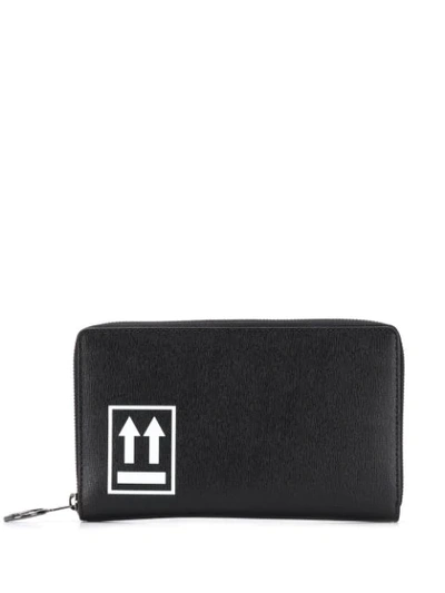 Off-white Arrow Motif Leather Wallet In Black