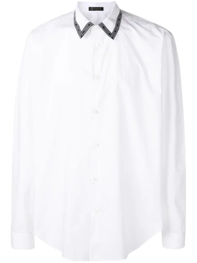 Versace Logo Collar Tailored Shirt In White