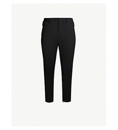 Dsquared2 Rubber Patch Mid-rise Straight-leg Wool-blend Trousers In Black