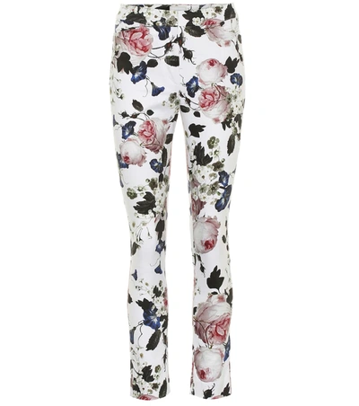 Erdem Sidney Mid-rise Floral-print Stretch-cotton Skinny Trousers In White