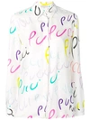 Emilio Pucci Logo-print Long-sleeved Silk-twill Shirt In White