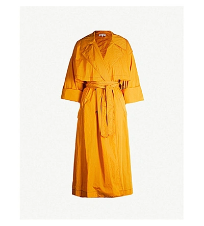 Arje Dione Double-breasted Shell Trench Coat In Saffron