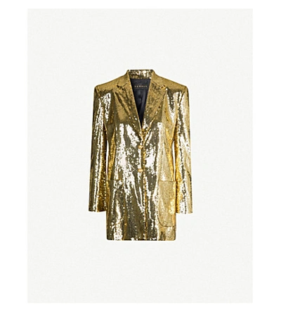 Dundas Padded-shoulder Sequinned Blazer In Gold