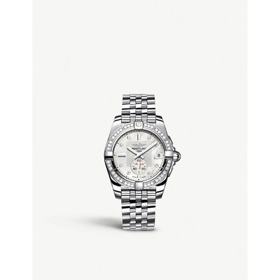 Breitling Galactic 32 Diamond And Stainless Steel Watch In Silver