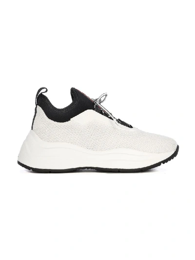 Prada America S Cup Xl Linea Rossa Polyester Sneakers In White Black