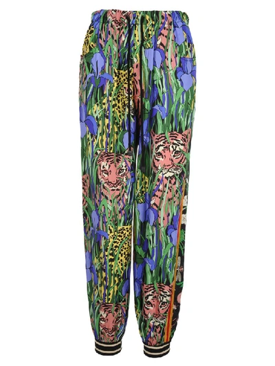 Gucci Bi-material Harem Style Trousers In Green/multicolor