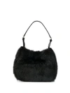 Prada Fur Shoulder Bag In Black