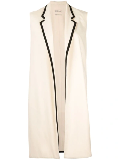 Pre-owned Hermes 1990s Cashmere Sleeveless Midi Jacket In White