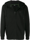 Hugo Boss Waffle Knit Embroidered Hoodie In Black