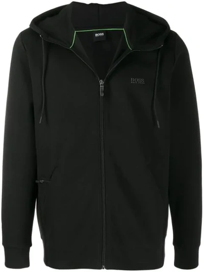 Hugo Boss Waffle Knit Embroidered Hoodie In Black | ModeSens
