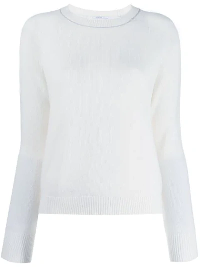 Agnona Contrast Trim Sweater In White