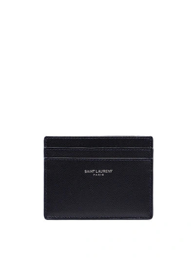 Saint Laurent Embossed Logo Cardholder In Dark Blue