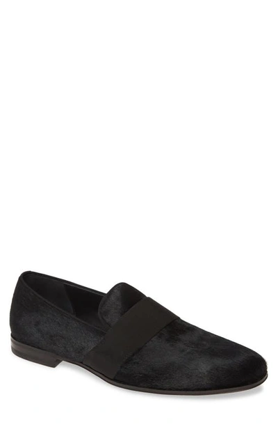 Ferragamo Bryden Calf Hair Leather Loafers In Nero