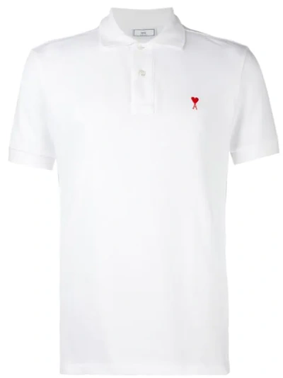 Ami Alexandre Mattiussi Short Sleeve Polo Shirt With Red Ami De Coeur Patch In White