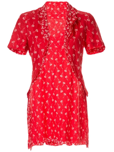 Pre-owned Comme Des Garçons Floral Dress, Underskirt & Bolero Set In Red