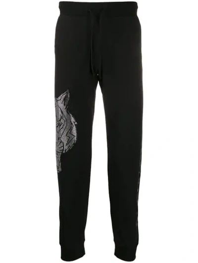 Plein Sport Logo Embellished Trousers In Black