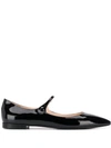 Prada Patent-leather Mary-jane Flats In Black