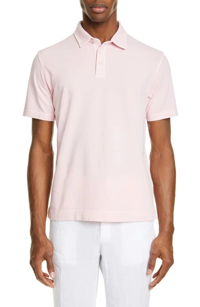 Z Zegna Extra Slim Fit Garment Washed Polo In Pink