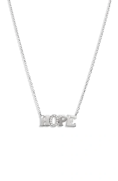 Anzie Love Letter Hope Pendant Necklace In Silver/ Sapphire