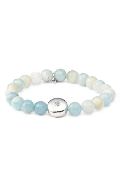 Anzie Star Charm Bracelet In Silver/ Aquamarine