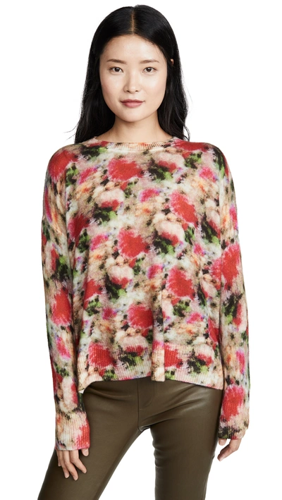 Adam Lippes Floral Brushed Cashmere & Silk Sweater In Multi Floral