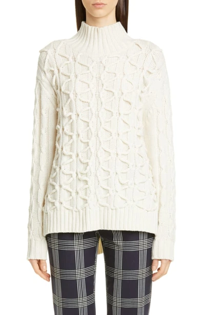 Lela Rose Textured Wool & Cashmere Turtleneck Sweater In Ivory
