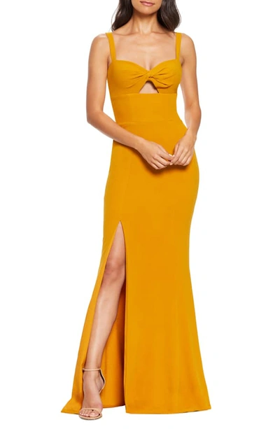 Dress The Population Brooke Twist Front Gown In Honey