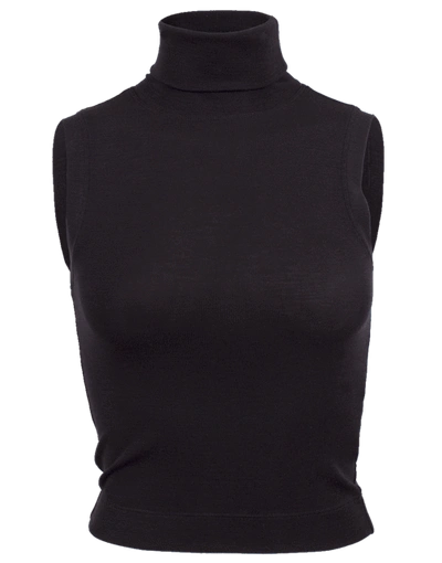 Brunello Cucinelli Sleeveless Cropped Turtleneck In Black