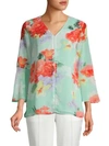 Calvin Klein Collection Embellished Floral-print Blouse In Seas Multi