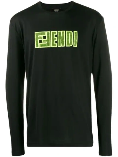 Fendi Logo-print Jersey Sweatshirt In Black